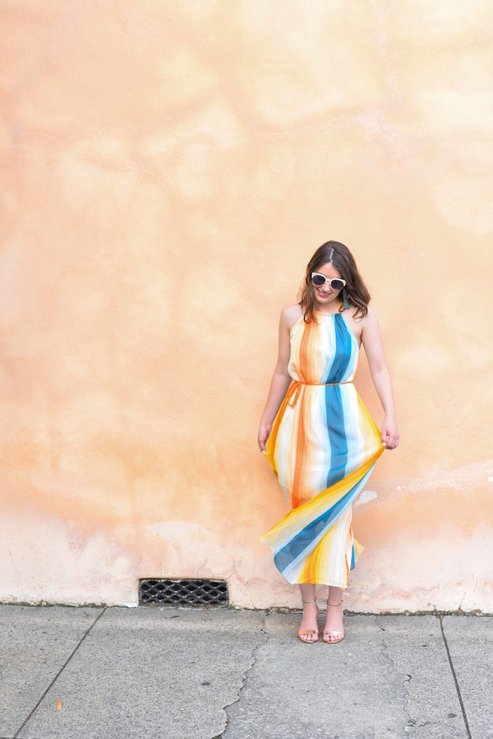 houston blogger striped dress