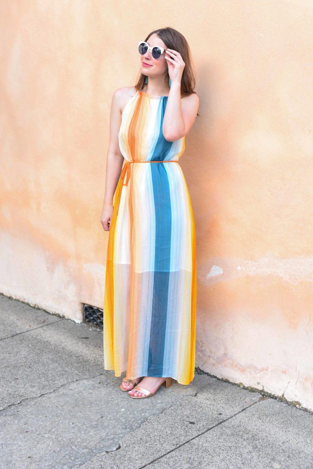 houston blogger striped dress 