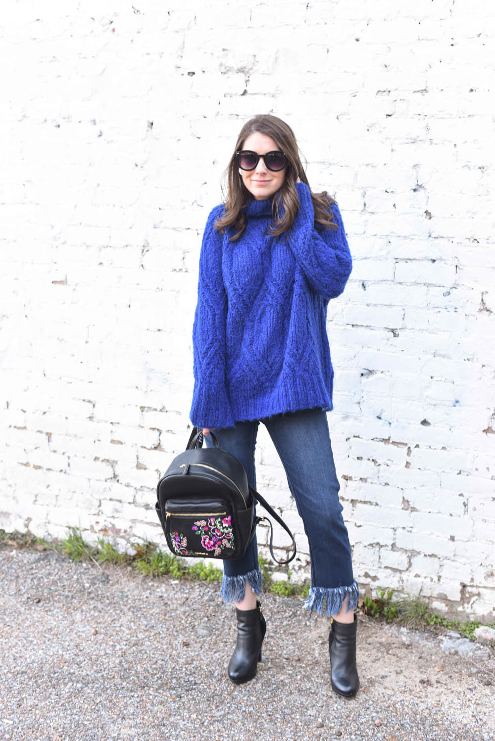blue oversized sweater