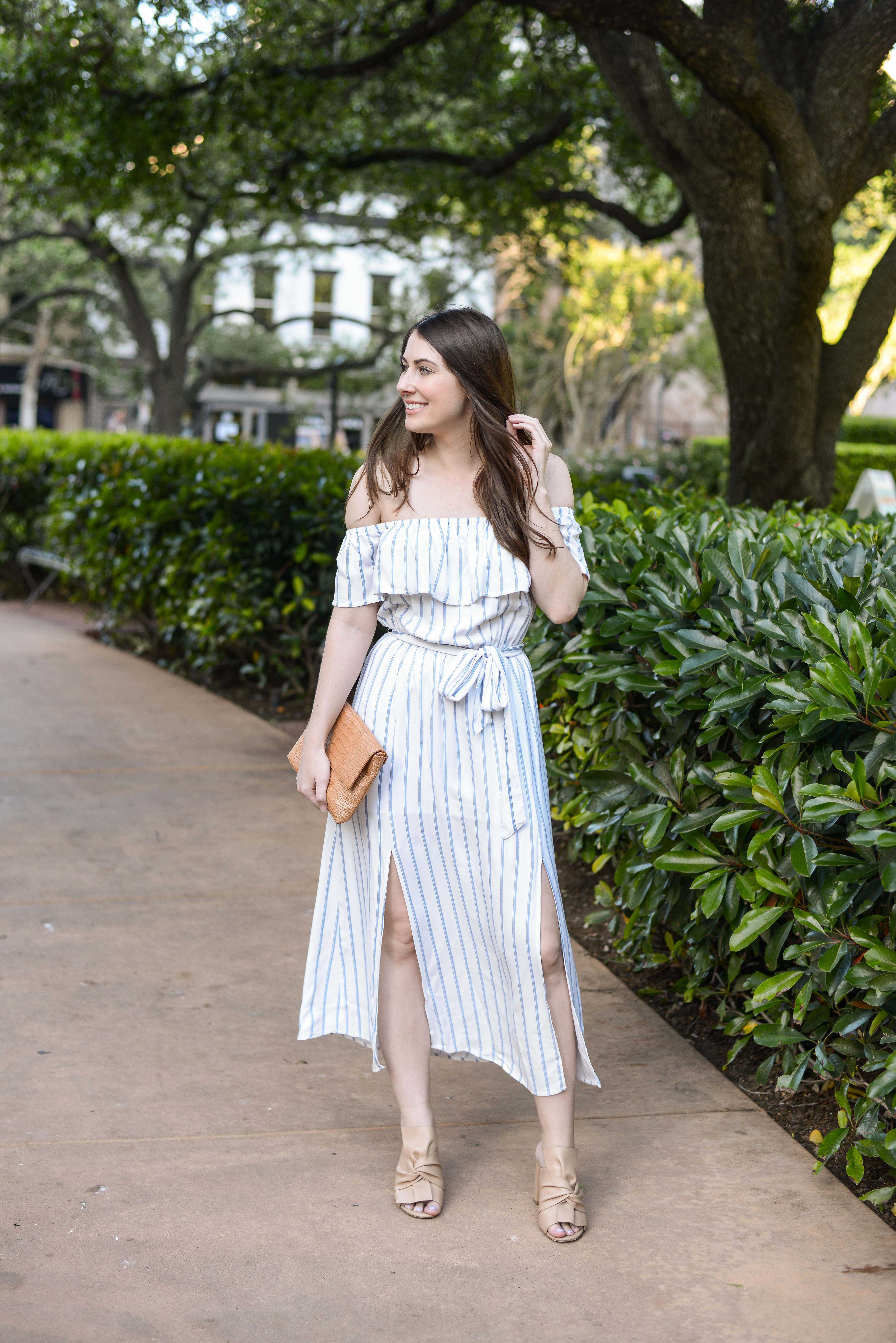 white stripe dress