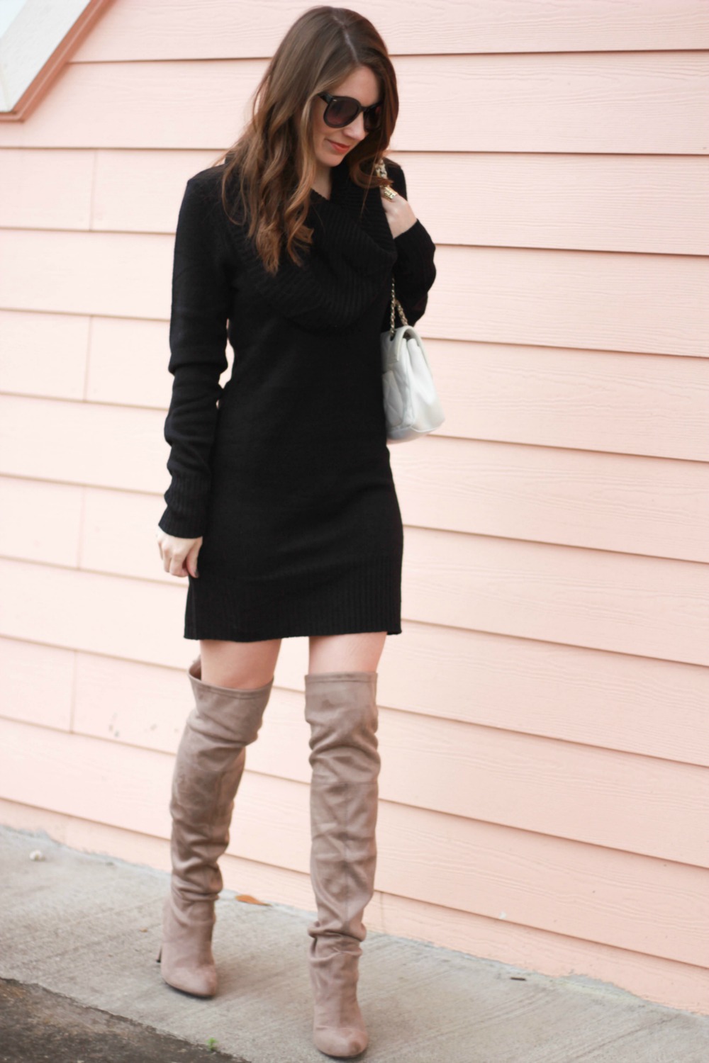 sweater dresses with knee high boots