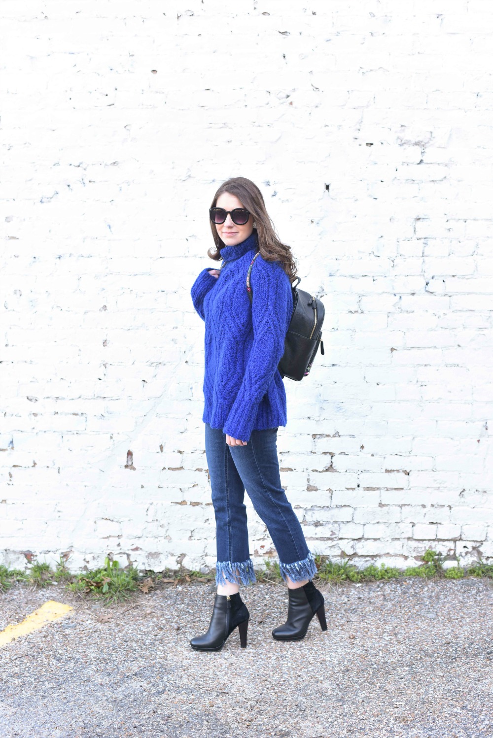 over sized blue sweater